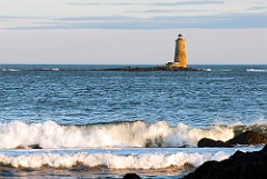 Whaleback Lighthouse During High Tide in Maine